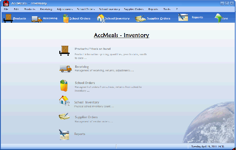 AccMeals Inventory Menu